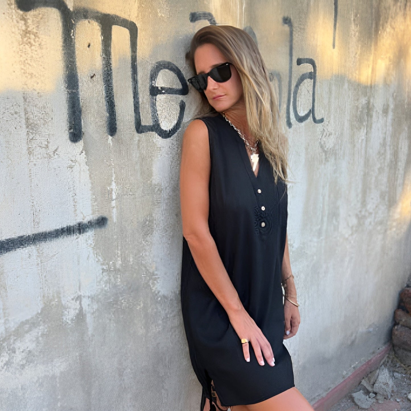 Image of Dames Zomer Mini-jurk met Knoopsluiting