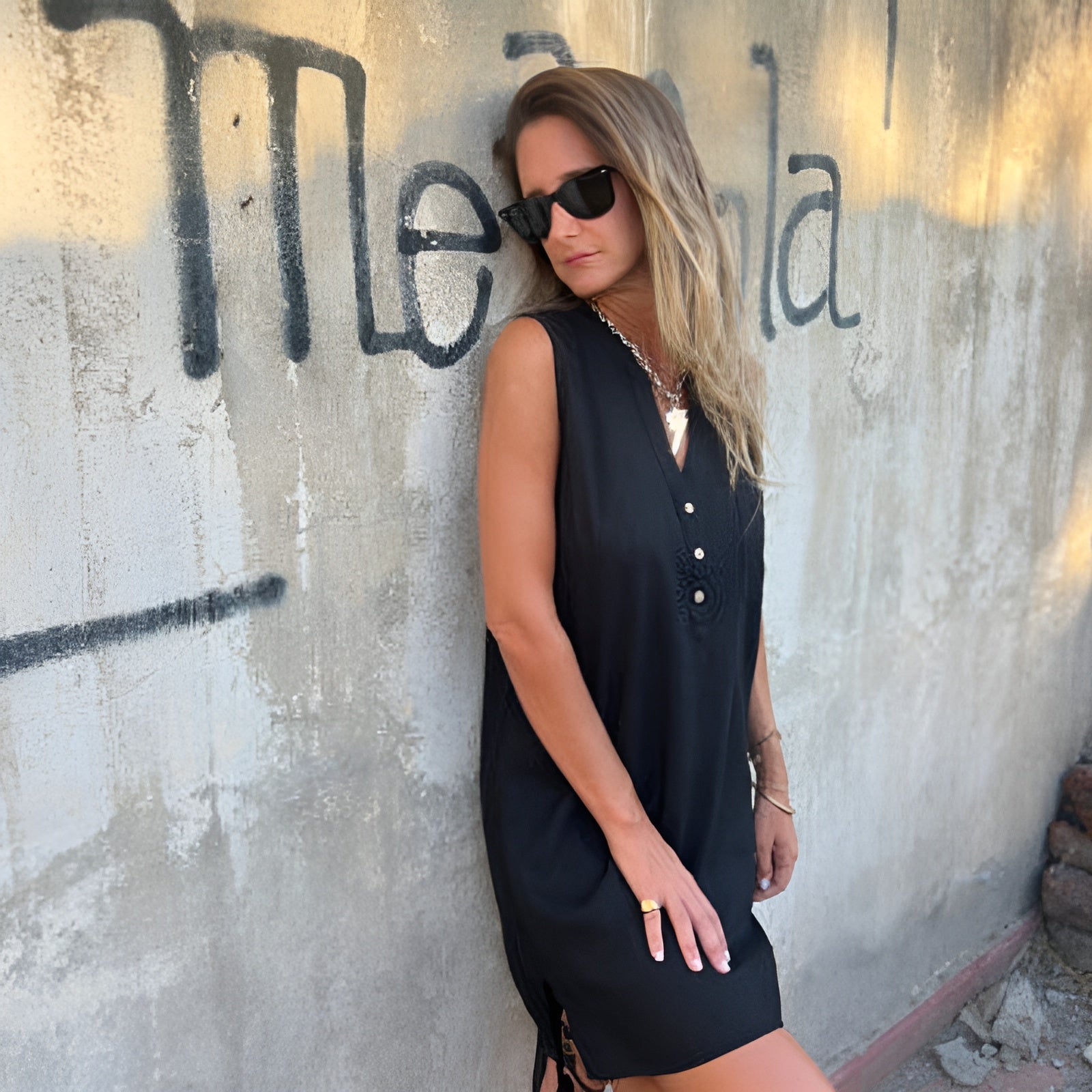 Image of Dames Zomer Mini-jurk met Knoopsluiting