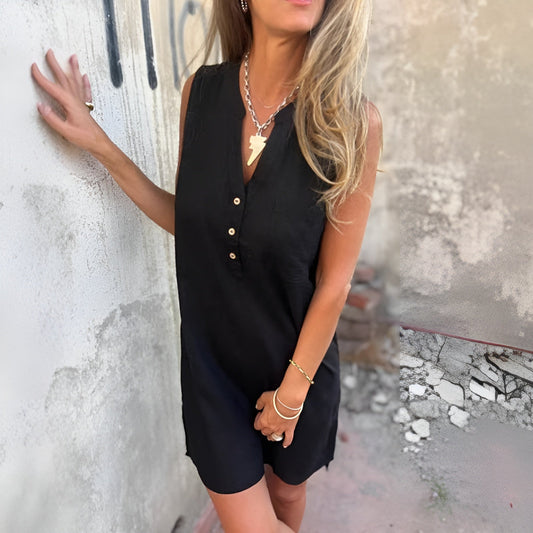 Image of Dames Zomer Mini-jurk met Knoopsluiting