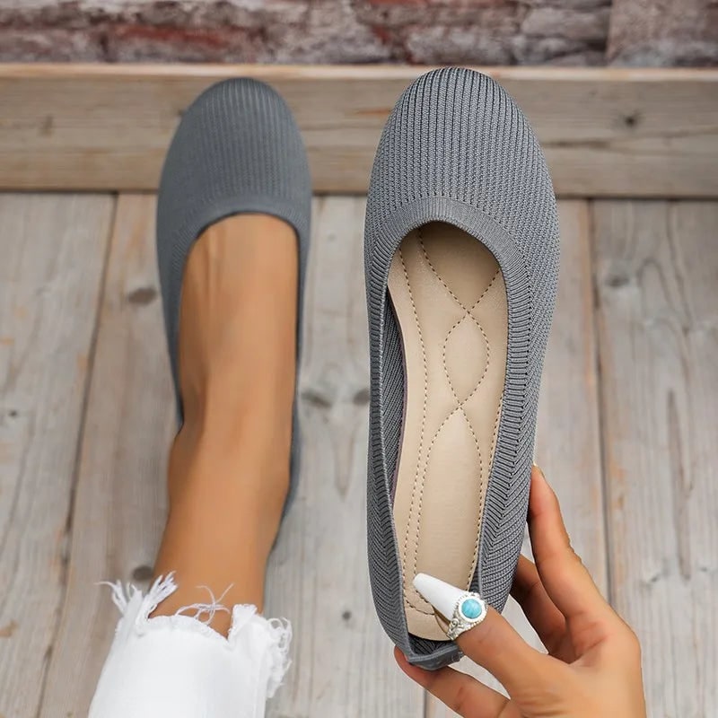 Damesballerina's met elastisch bovenwerk en orthopedische binnenzoolondersteuning voor comfort