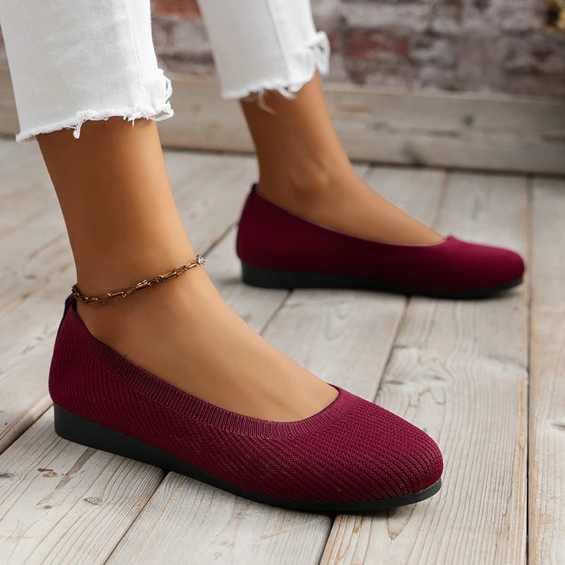 Damesballerina's met elastisch bovenwerk en orthopedische binnenzoolondersteuning voor comfort