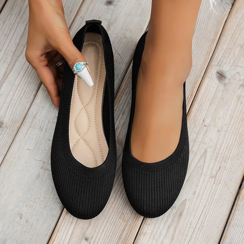 Damesballerina's met elastisch bovenwerk en orthopedische binnenzoolondersteuning voor comfort