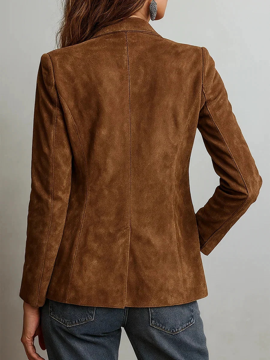 Damesblazer van suèdine met knopen