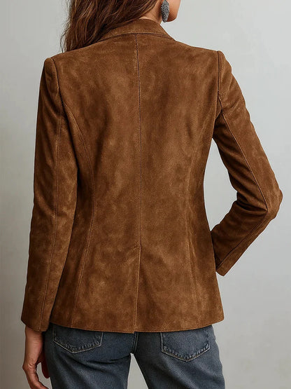 Damesblazer van suèdine met knopen