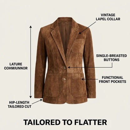 Damesblazer van suèdine met knopen