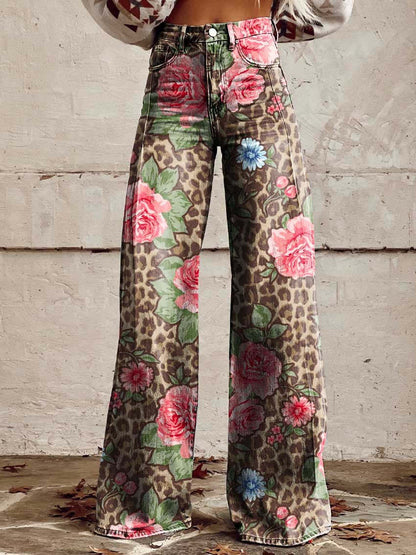 Damesbroek met hoge taille en wijde pijpen