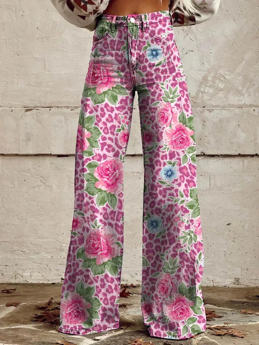 Damesbroek met hoge taille en wijde pijpen