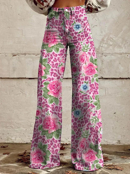 Damesbroek met hoge taille en wijde pijpen