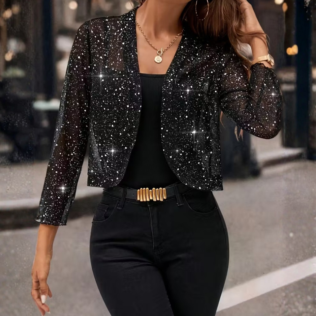 Damescardigan met glitterpailletten