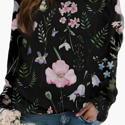 Damessweater met ronde hals en bloemenprint