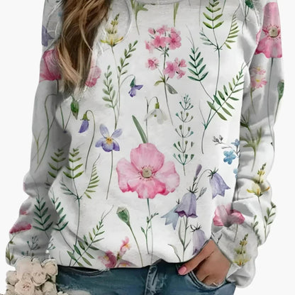 Damessweater met ronde hals en bloemenprint