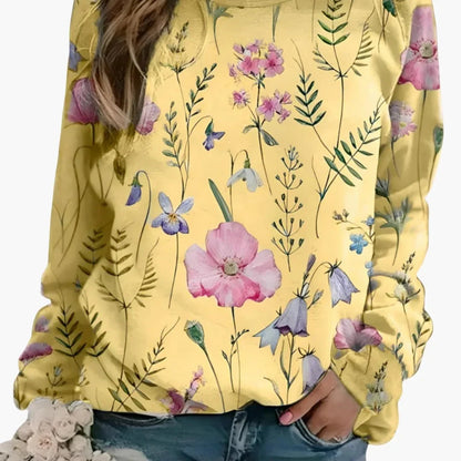 Damessweater met ronde hals en bloemenprint