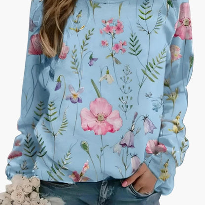 Damessweater met ronde hals en bloemenprint