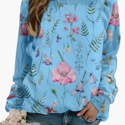 Damessweater met ronde hals en bloemenprint