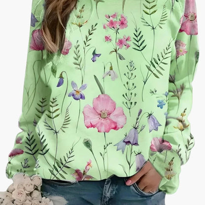 Damessweater met ronde hals en bloemenprint