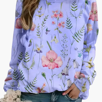 Damessweater met ronde hals en bloemenprint
