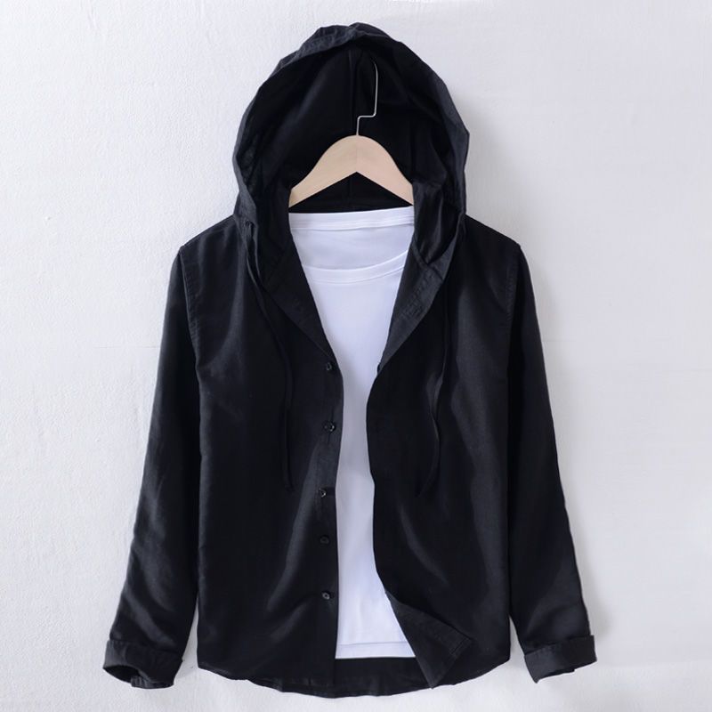 Image of Dennis | Heren Hooded Gestreept Casual Overhemd