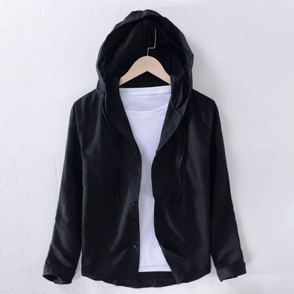 Image of Dennis | Heren Hooded Gestreept Casual Overhemd