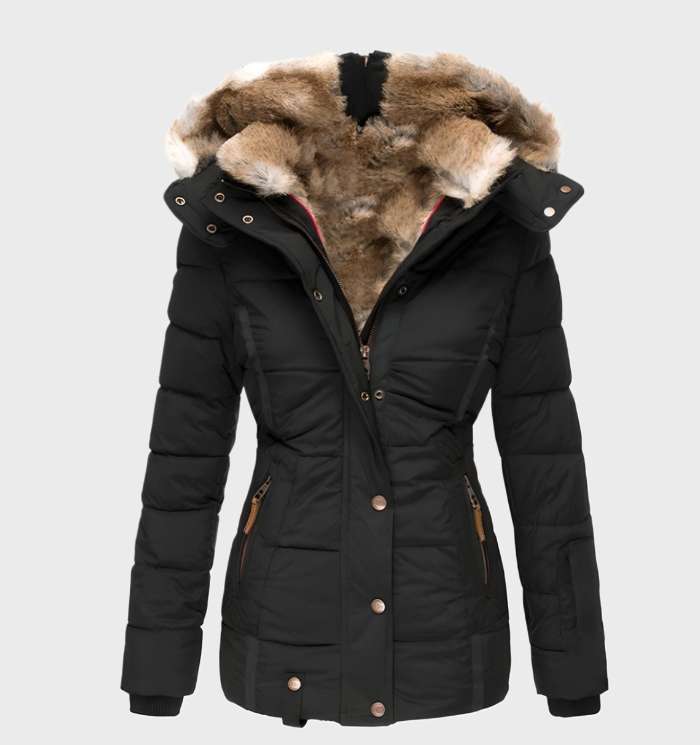 Dikke en warme slim fit winterjas met capuchon