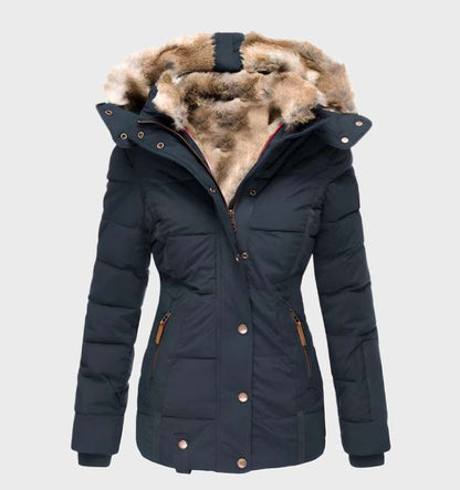 Dikke en warme slim fit winterjas met capuchon