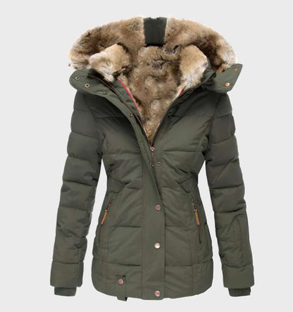 Dikke en warme slim fit winterjas met capuchon