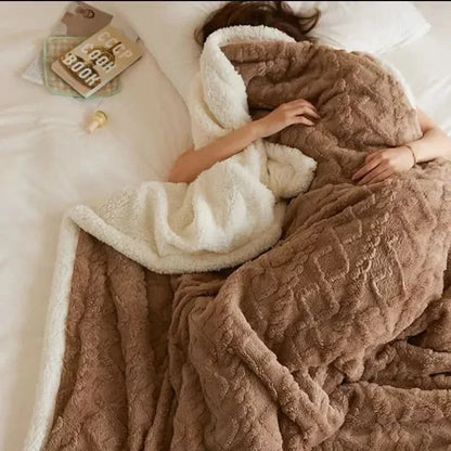 Dikke lamswollen fleece winterdeken - zachte en warme plaid