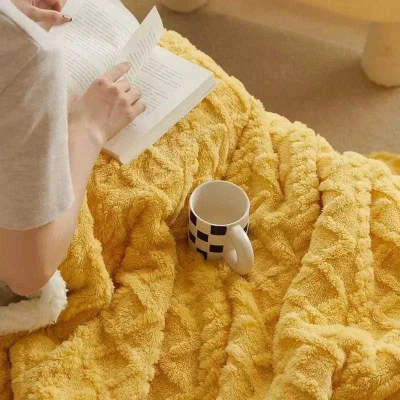 Dikke lamswollen fleece winterdeken - zachte en warme plaid