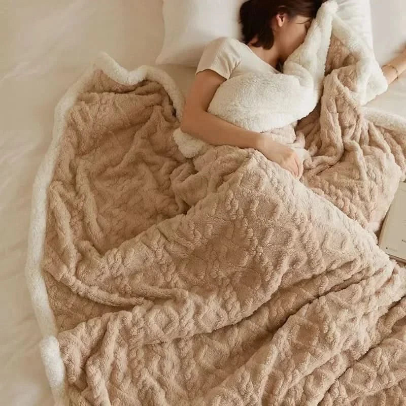 Dikke lamswollen fleece winterdeken - zachte en warme plaid