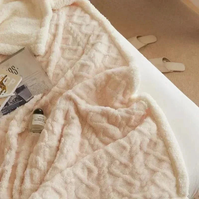 Dikke lamswollen fleece winterdeken - zachte en warme plaid