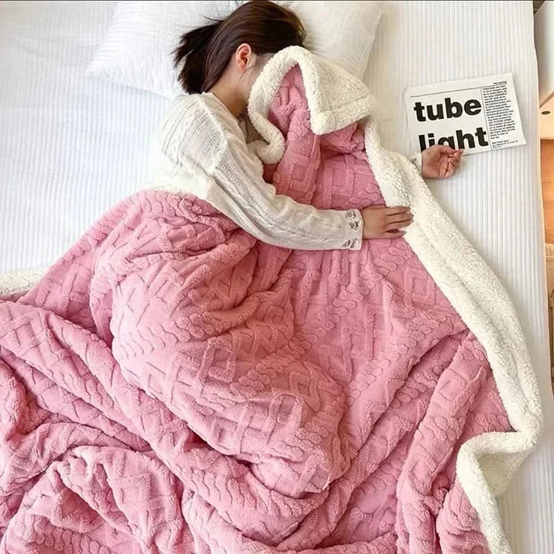 Dikke lamswollen fleece winterdeken - zachte en warme plaid