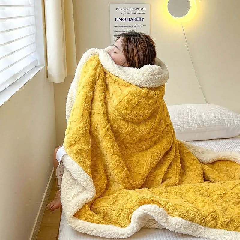 Dikke lamswollen fleece winterdeken - zachte en warme plaid