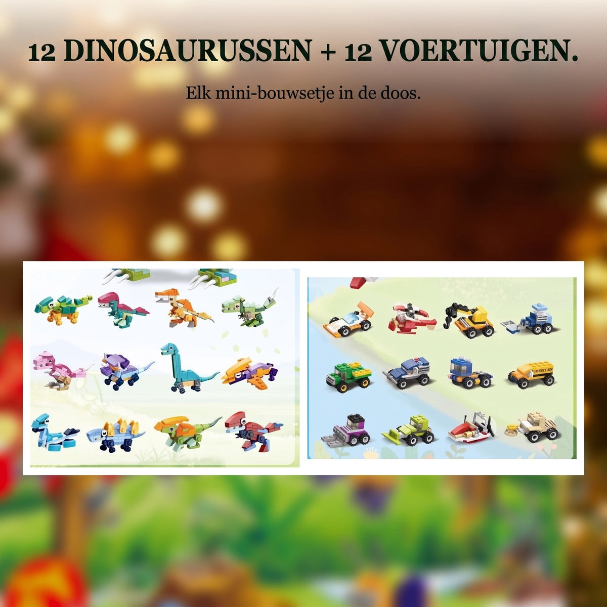 Dinosaurus en Voertuigen Adventskalender, 24 Mini-bouwsels met Grote T. rex