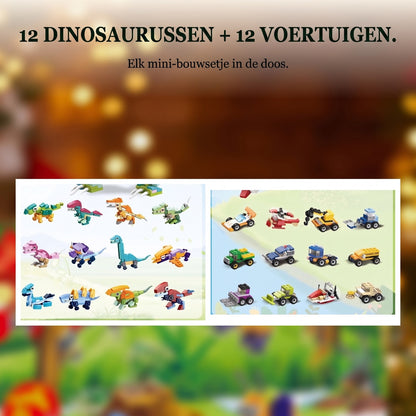 Dinosaurus en Voertuigen Adventskalender, 24 Mini-bouwsels met Grote T. rex