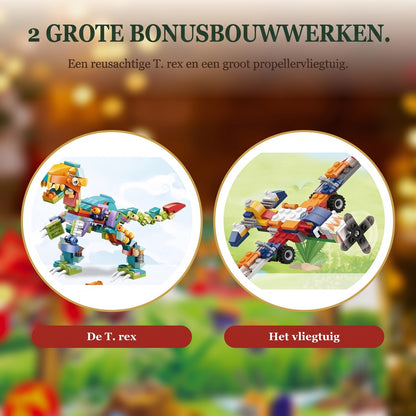 Dinosaurus en Voertuigen Adventskalender, 24 Mini-bouwsels met Grote T. rex