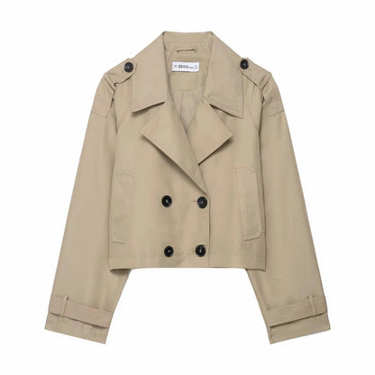 Double-breasted trenchcoat voor dames met zakken – Stijlvolle herfst- en winterjas voor kantoor