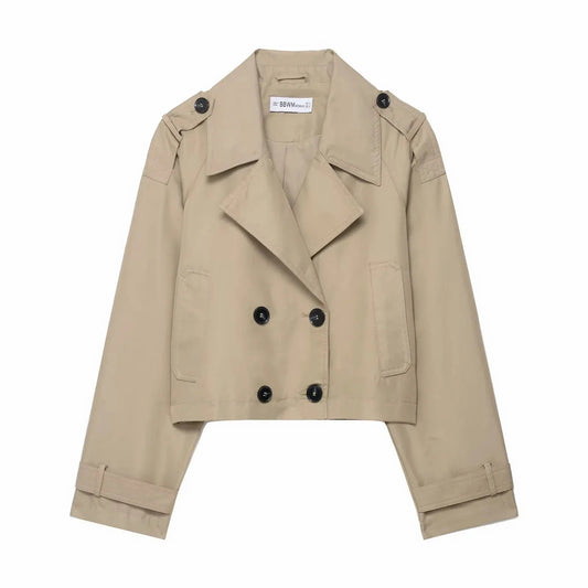 Double-breasted trenchcoat voor dames met zakken – Stijlvolle herfst- en winterjas voor kantoor