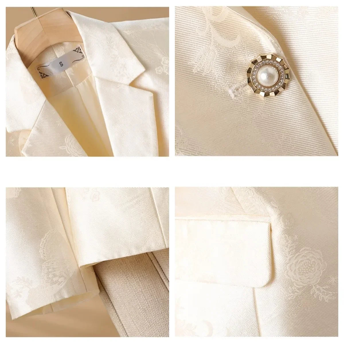 Elegante blazer met roosmotief en juweelknoop voor dames