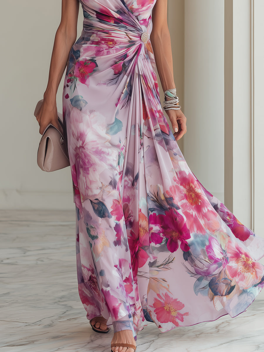 Elegante bloemen-maxi-wikkeljurk voor dames voor speciale gelegenheden