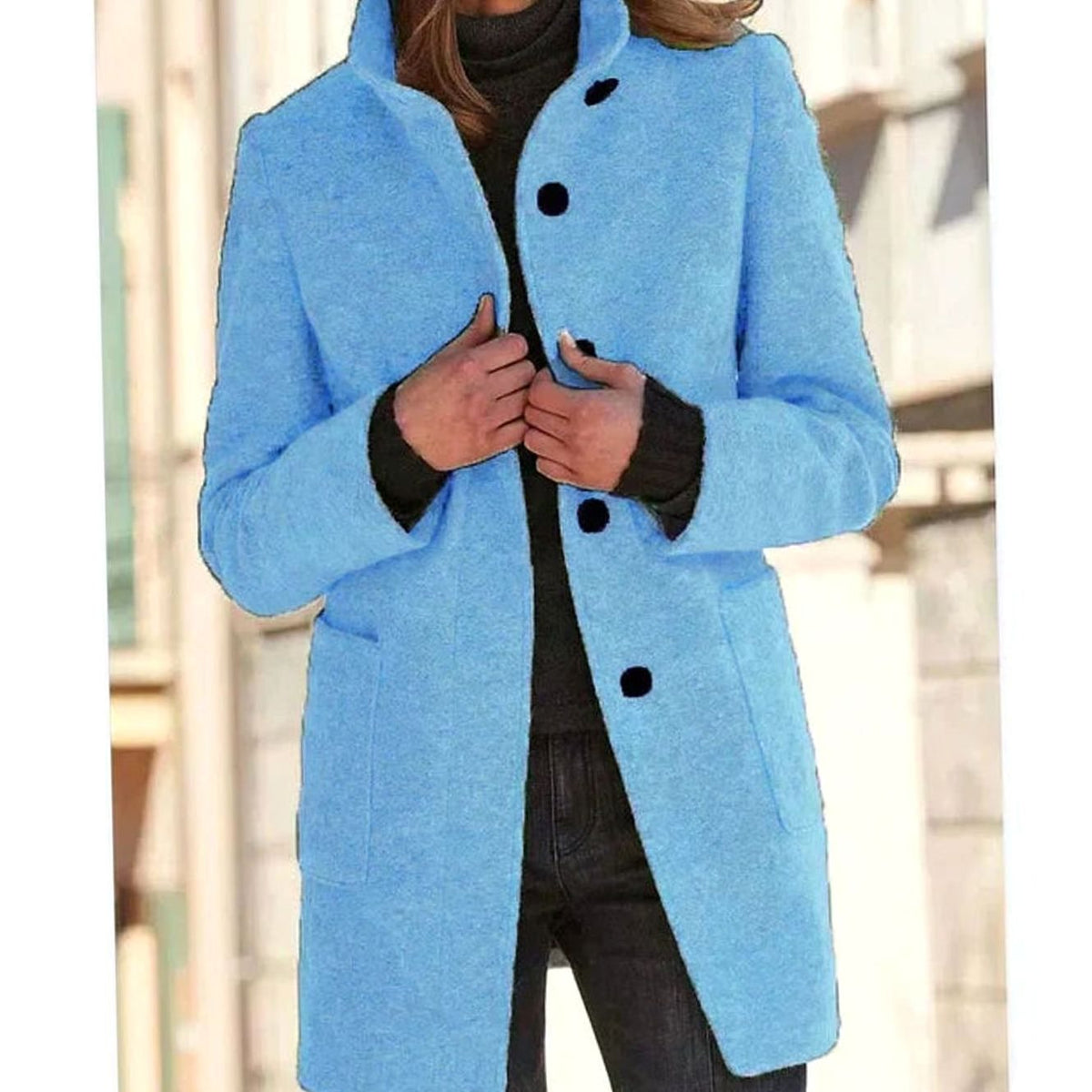 Elegante dameswinterjas van wolmix met knoopsluiting