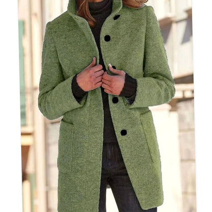 Elegante dameswinterjas van wolmix met knoopsluiting