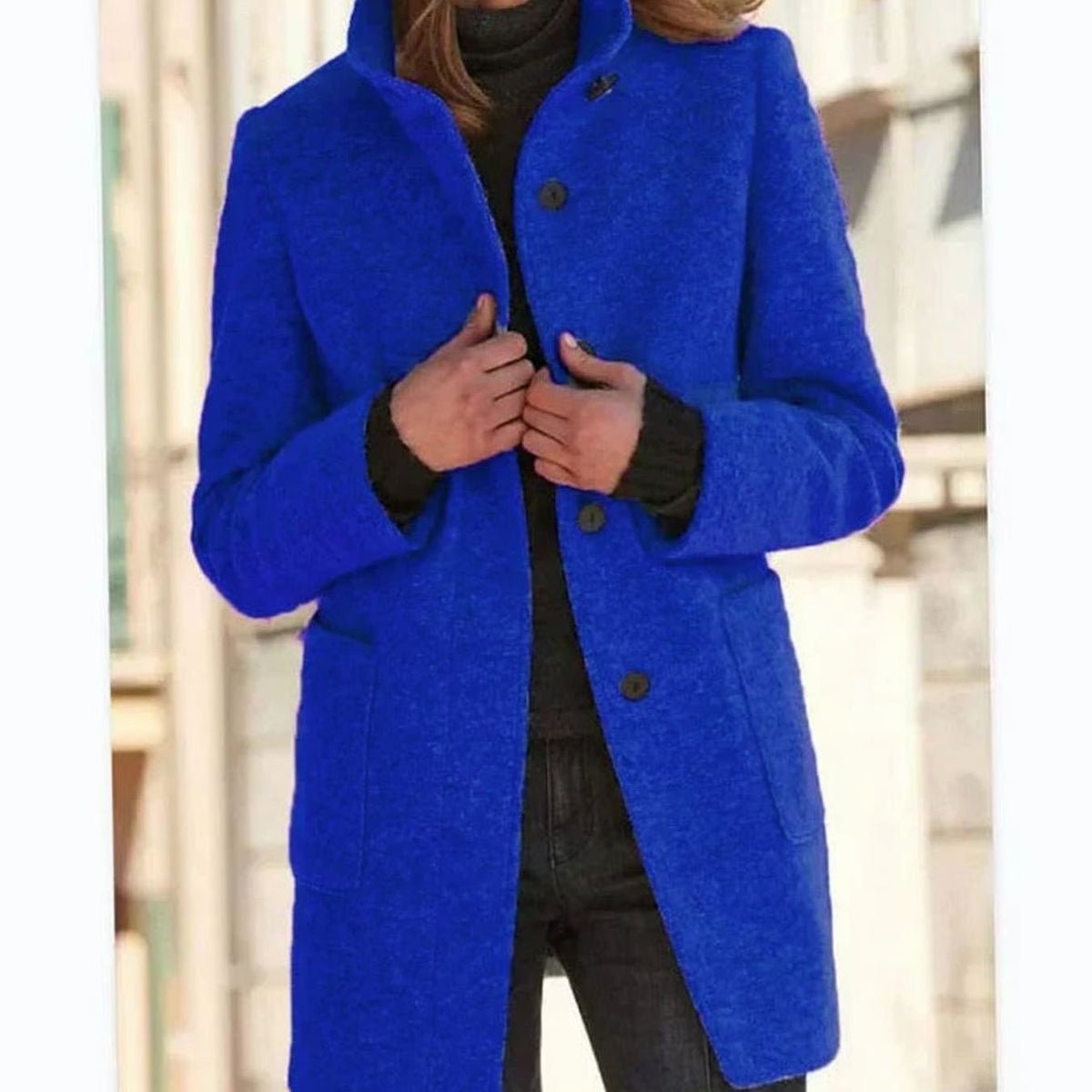 Elegante dameswinterjas van wolmix met knoopsluiting