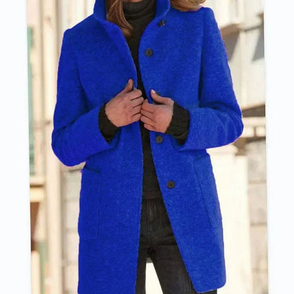 Elegante dameswinterjas van wolmix met knoopsluiting