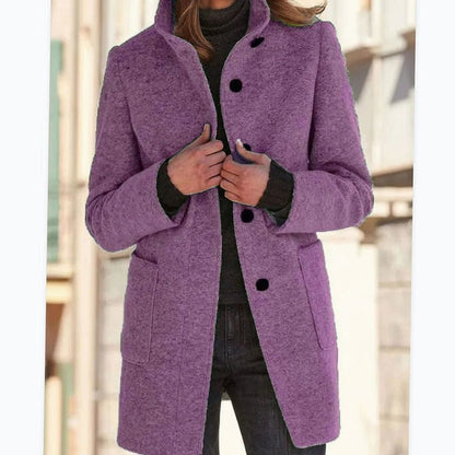 Elegante dameswinterjas van wolmix met knoopsluiting