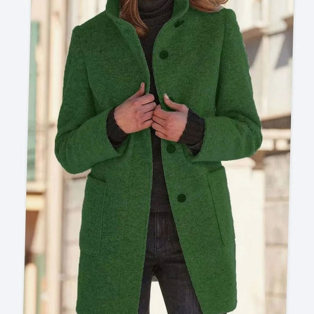 Elegante dameswinterjas van wolmix met knoopsluiting