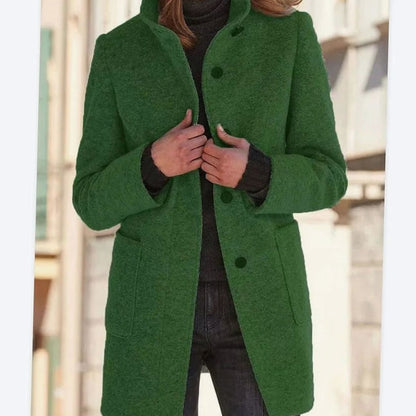Elegante dameswinterjas van wolmix met knoopsluiting