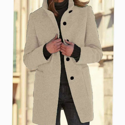 Elegante dameswinterjas van wolmix met knoopsluiting