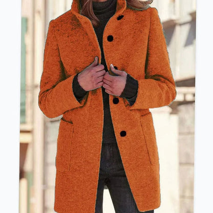 Elegante dameswinterjas van wolmix met knoopsluiting