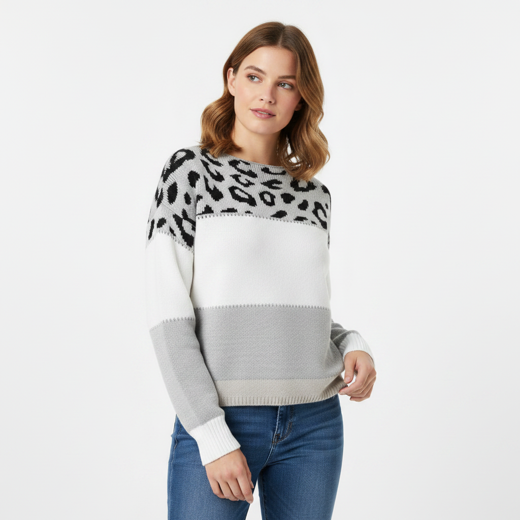 Elegante gebreide damestrui met V-hals – Fijngebreide pullover
