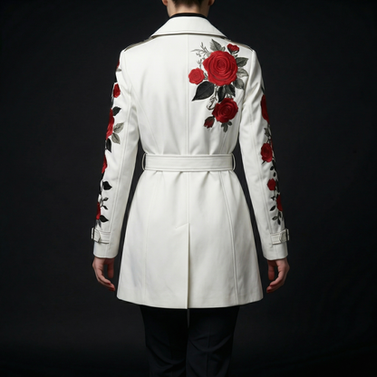 Elegante getailleerde damesjas met rozenprint