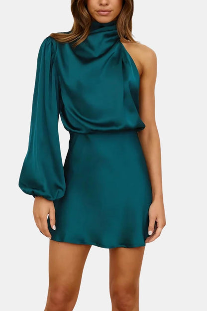 Image of Elena | Dames One Shoulder Asymmetrische Mini Jurk